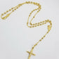 Real 14k Rosary Yellow Gold Diamond Cut Jesus Crucifix  Necklace 21" Solid Chain
