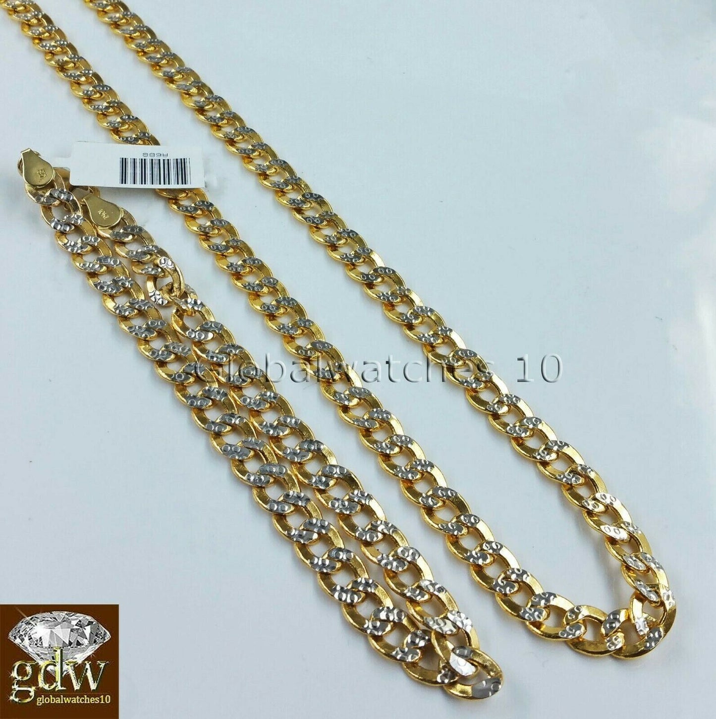 Real 10k Gold 6mm Cuban Curb Link  Chain DiamondCut SET 26" Necklace 9" Bracelet