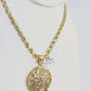 10k Gold Rope Chain & Jesus Head Charm SET 5mm 22 Inches Necklace