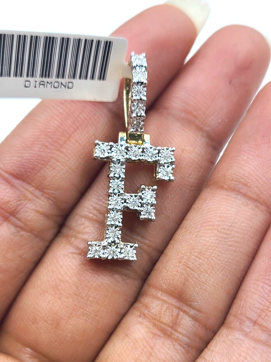 Real 10k Gold & Diamond Letter "F" Initial Alphabet Charm/Pendant 1.25".