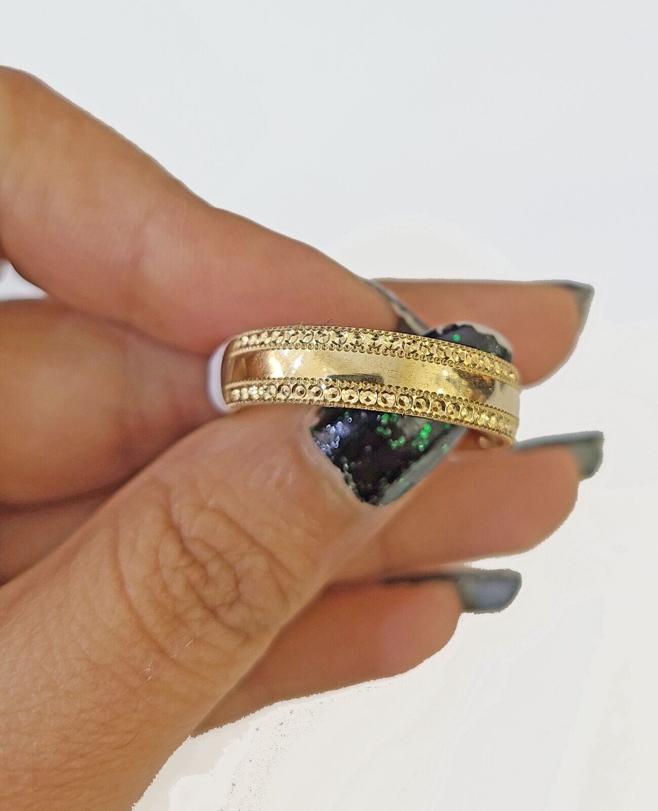 Real 10k gold circular sizable ring ,10kt yellow size 13 Casual Circle Band Men