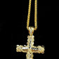 Real 10k Yellow Gold Mens Jesus Cross Charm Pendant Palm 22"