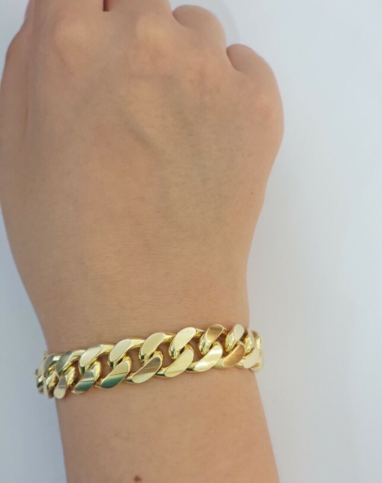 Solid Real 14k Gold Miami Cuban Link Bracelet 13mm 9" Inch 10kt Real Gold Sale