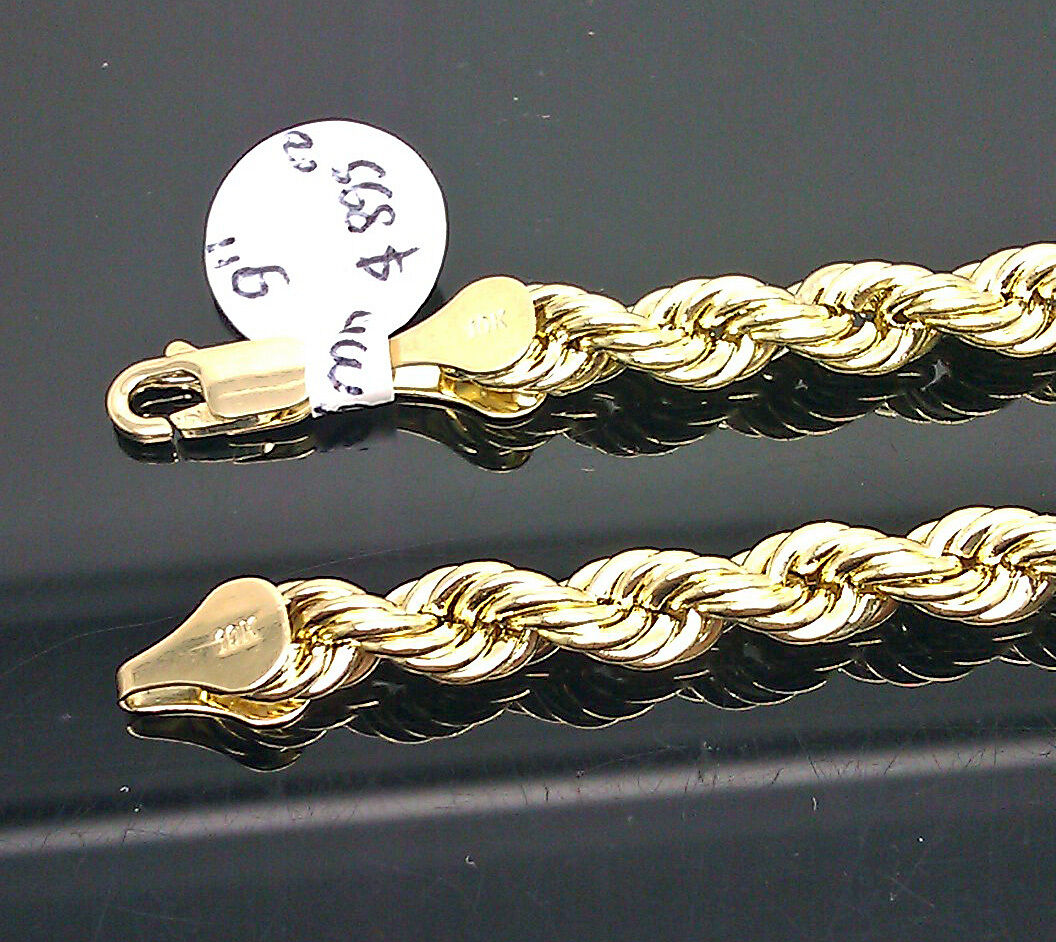 New 10K Real Gold Men Ladies Yellow Rope Bracelet 6mm 8 Inch Sale