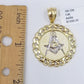 10K Yellow Gold Masonic Circular Pendant Diamond Cut 10Kt Round Gold Charm