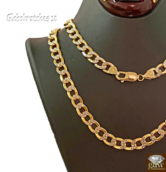 10k Gold Cuban Link Chain Diamond Cut 8mm 26 inch Lobster Lock Real Gold