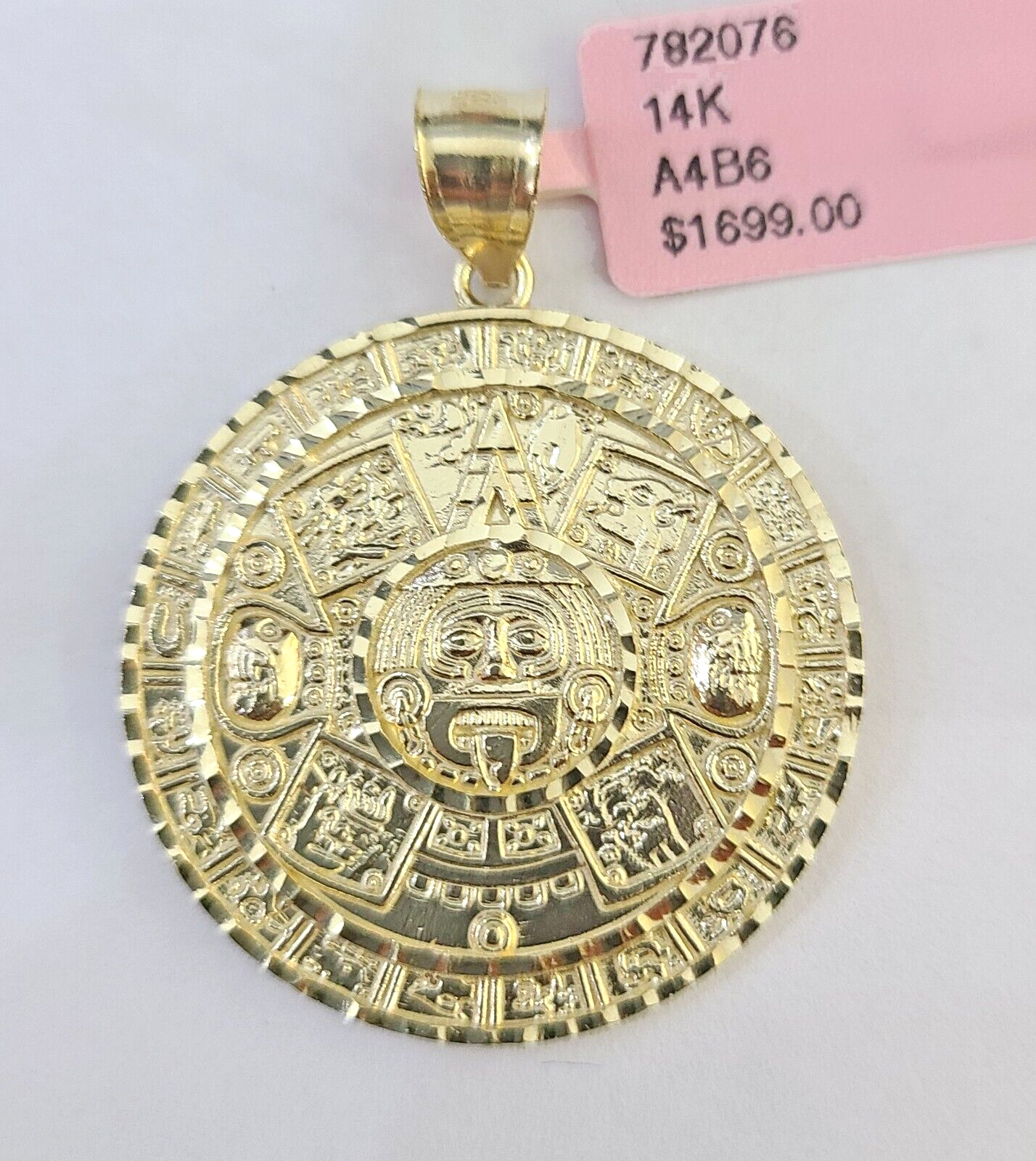 Real 10k Yellow Gold Circular Mayan Calendar / Pendant Charm 10kt