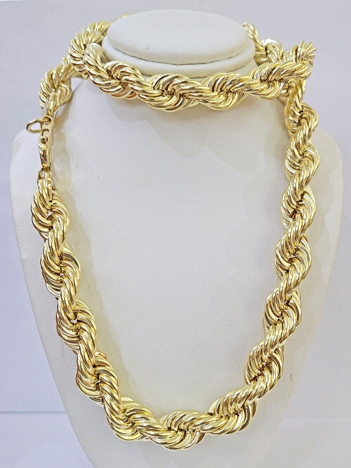 10k Real Yellow Gold Rope Chain Thick 12mm Men Chain 30 Inches Genuine