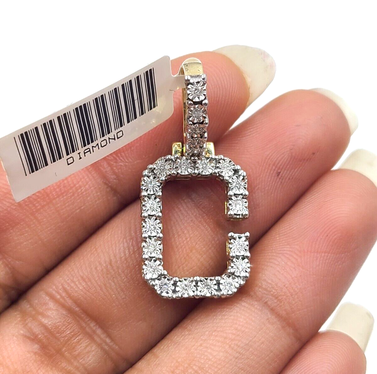 Real 10k Gold & Diamond Letter "C" Initial Alphabet Charm/Pendant 1.25".