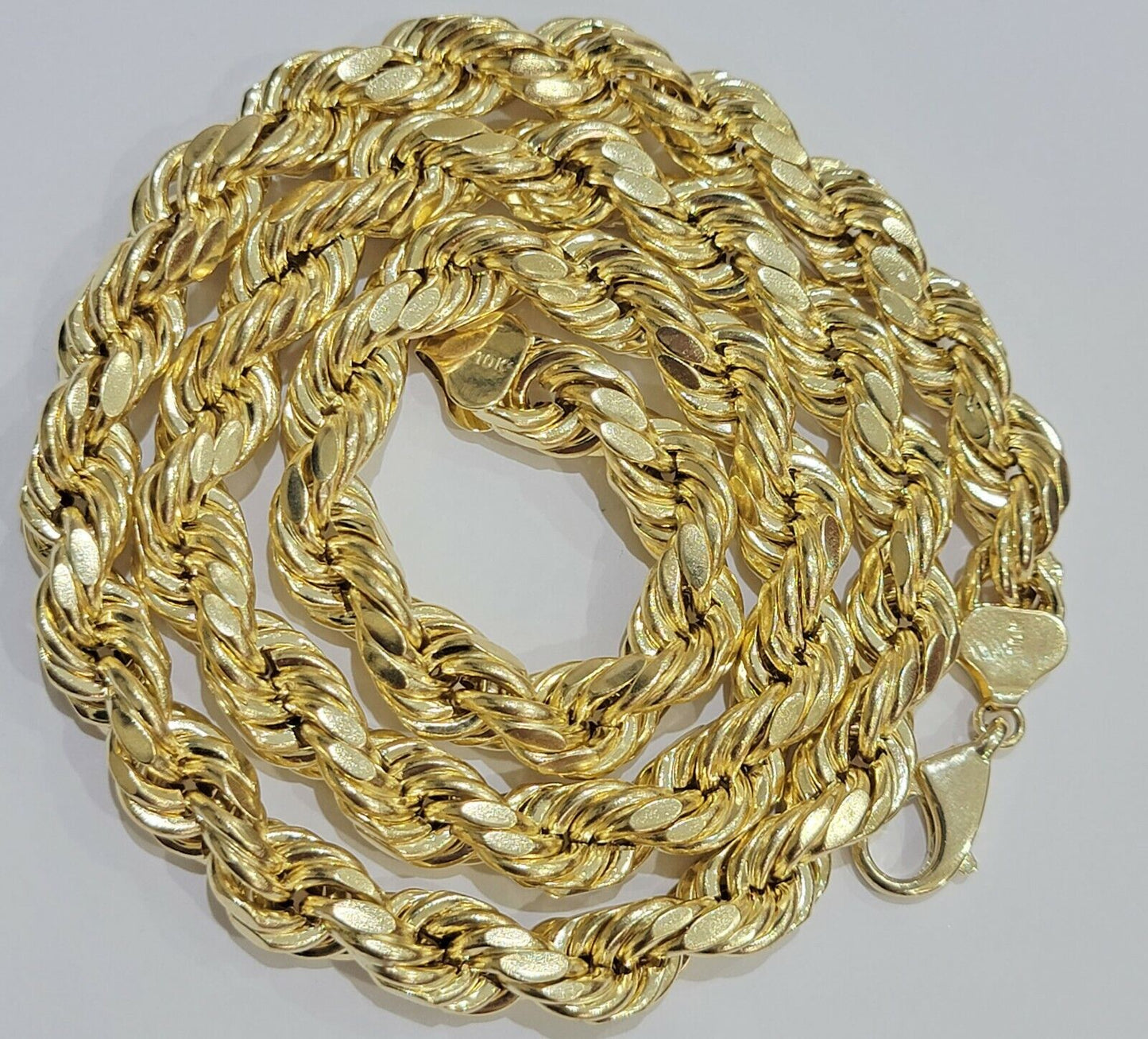 Real 10K Yellow Gold Thick Rope Men Chain Necklace 30 Inch 10mm LOBSTER LOCK