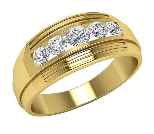 Men REAL 14k Yellow Gold Wedding Ring Band Genuine 1CT Round Diamond SIZE 9