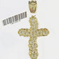 10k Real Yellow Gold Nugget Cross Charm / Pendent 2 inches (approx)