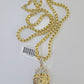 Real 10k Diamond Lion Charm Byzantine Chain Necklace 3mm 22" SET 10kt Genuine