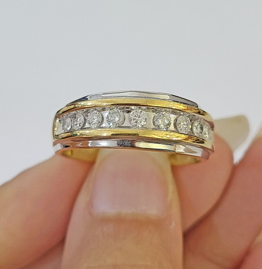 10k White Yellow Gold Diamond Mens Ring Band Wedding Genuine Natural Real