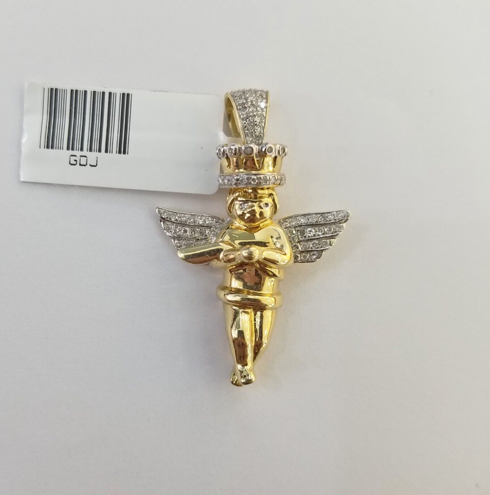 Diamomo 10K Solid Yellow Gold Praying Angel Charm Pendant – Diamond Cut – 1" To 1.4"