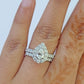 REAL 14k White Gold Diamond Ring Pear Shaped Ladies Wedding Engagement