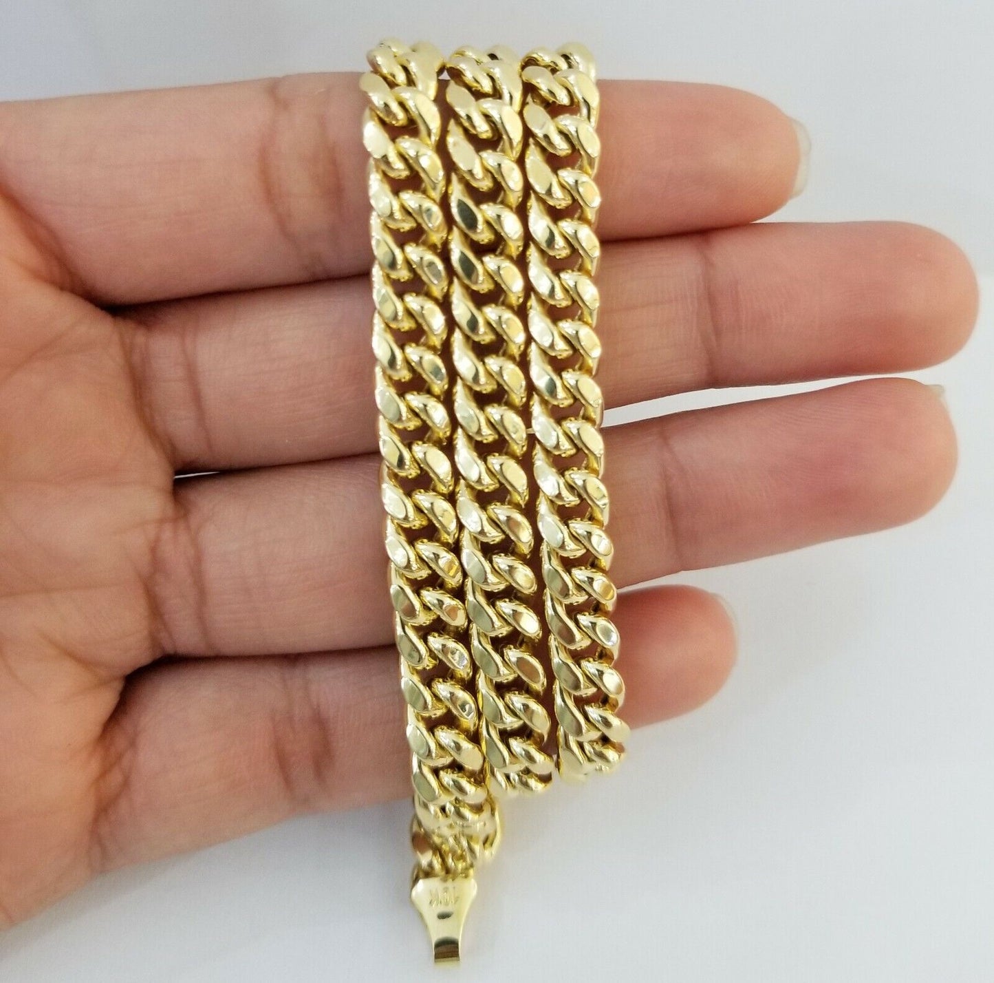 Real 10k Gold Miami Cuban Chain 7mm 20" Necklace,10kt Yellow Gold Lobster Lock