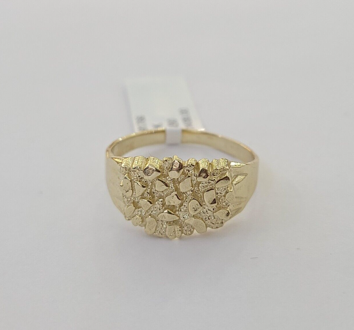 14K Yellow Glold Nugget Band Ring Casual Square Gold Ring 10kt Sizable