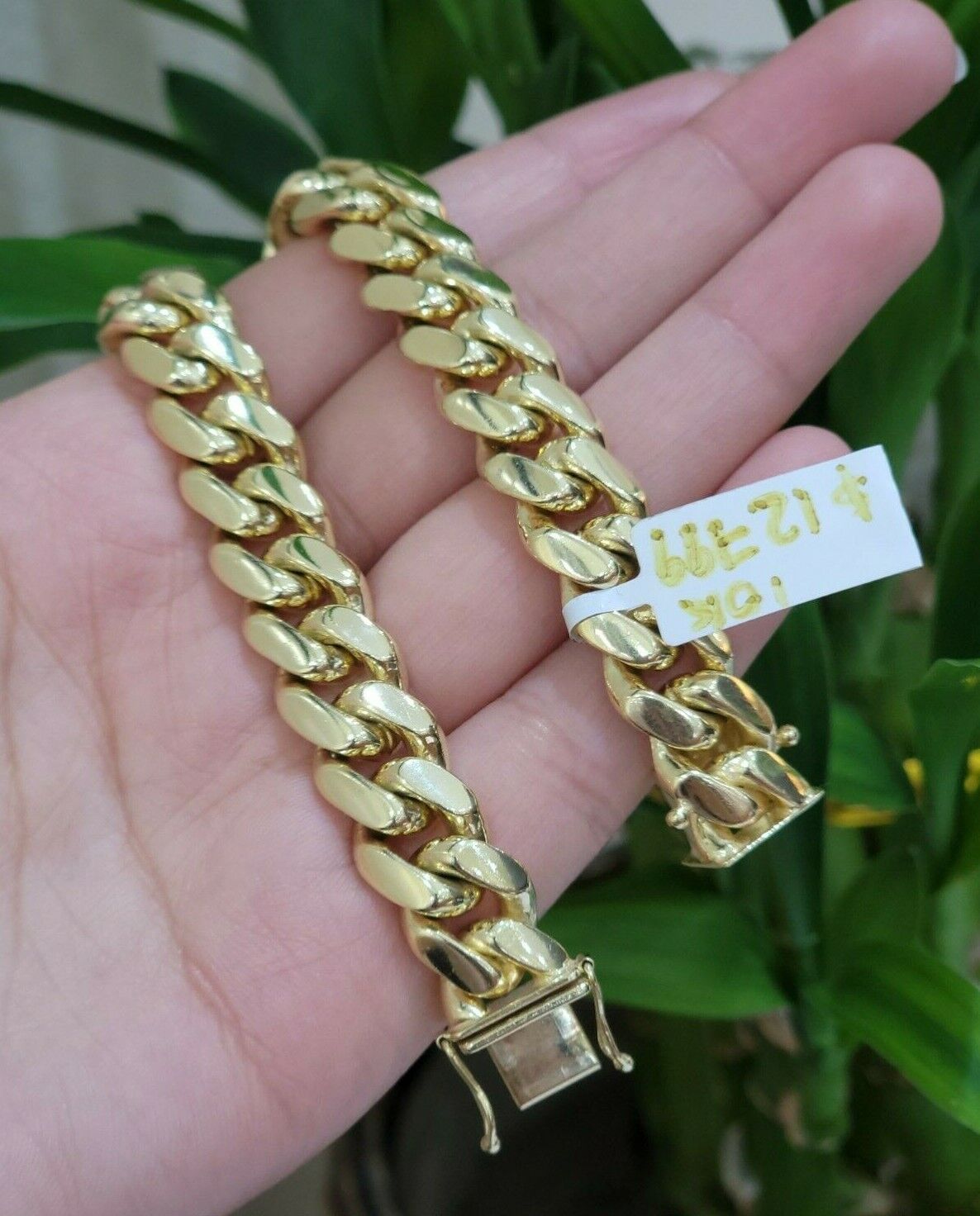 Solid Gold Cuban Link Bracelet 10mm 8.5" 10k Yellow Gold Miami Cuban Box Lc REAL