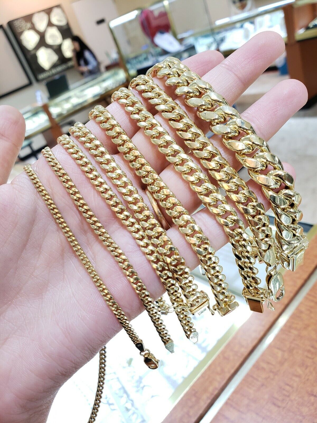 10k Gold Miami Cuban Chain Necklace & Bracelet 2MM-9MM link 7-30" Real 10kt Gold