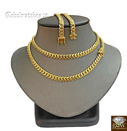 Solid 10k Gold Miami Cuban Chain Necklace 6mm 26" Box Lock Strong Link Heavy