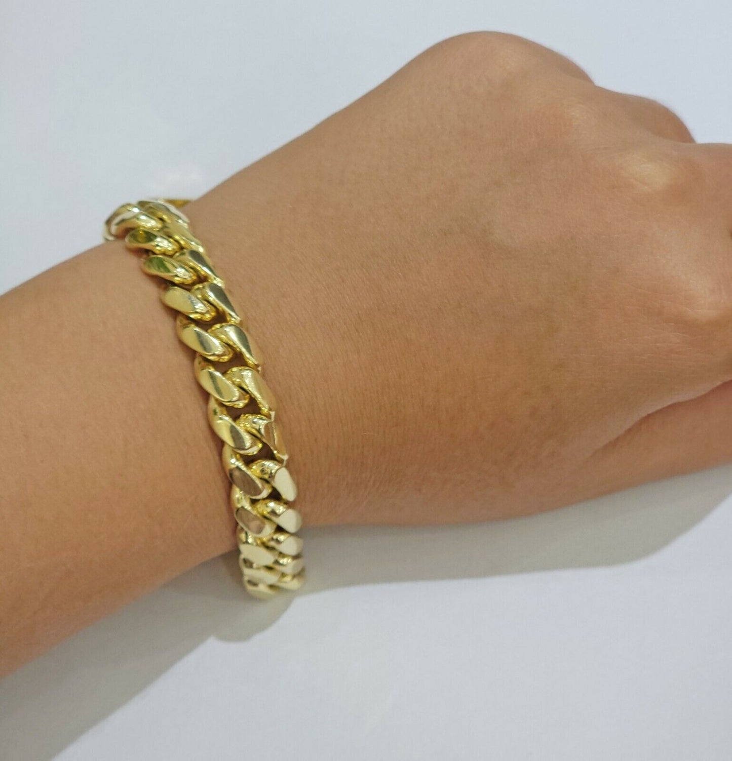 Solid Gold Cuban Link Bracelet 10mm 8" 10k Yellow Gold Miami Cuban Box Lock REAL