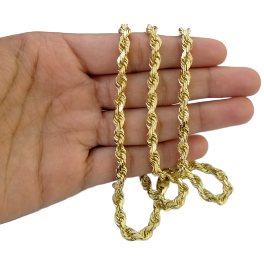 10k Real Gold Chain Solid Rope Necklace 7mm 20 Inch On Sale Free Shipping