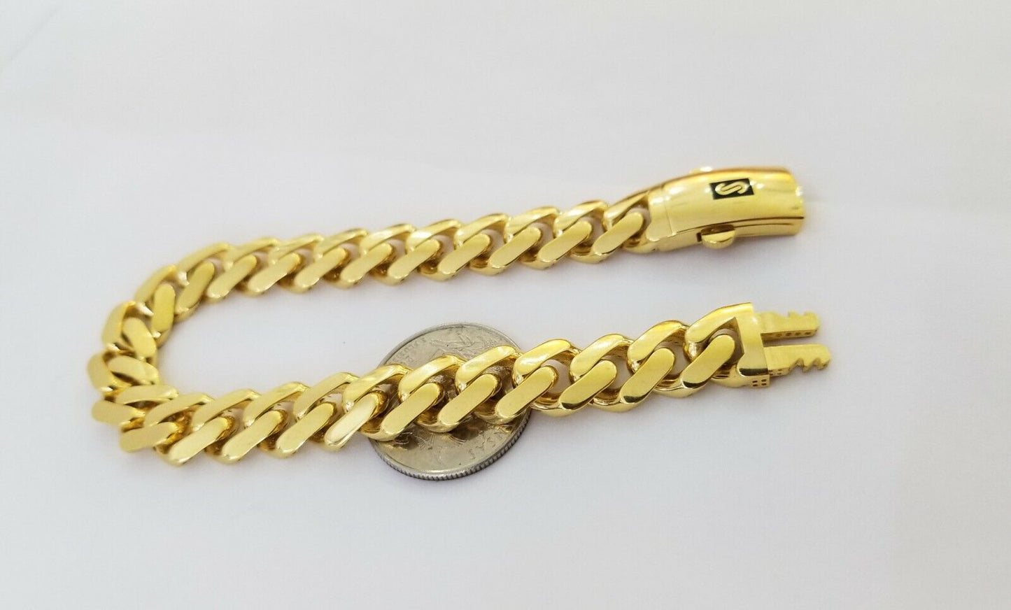 10k Gold Cuban Link Royal 11mm Monaco chain and Bracelet  10kt Real gold set