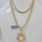 Real 10k Diamond Lion Charm Byzantine Chain Necklace 3mm 22" SET 10kt Genuine