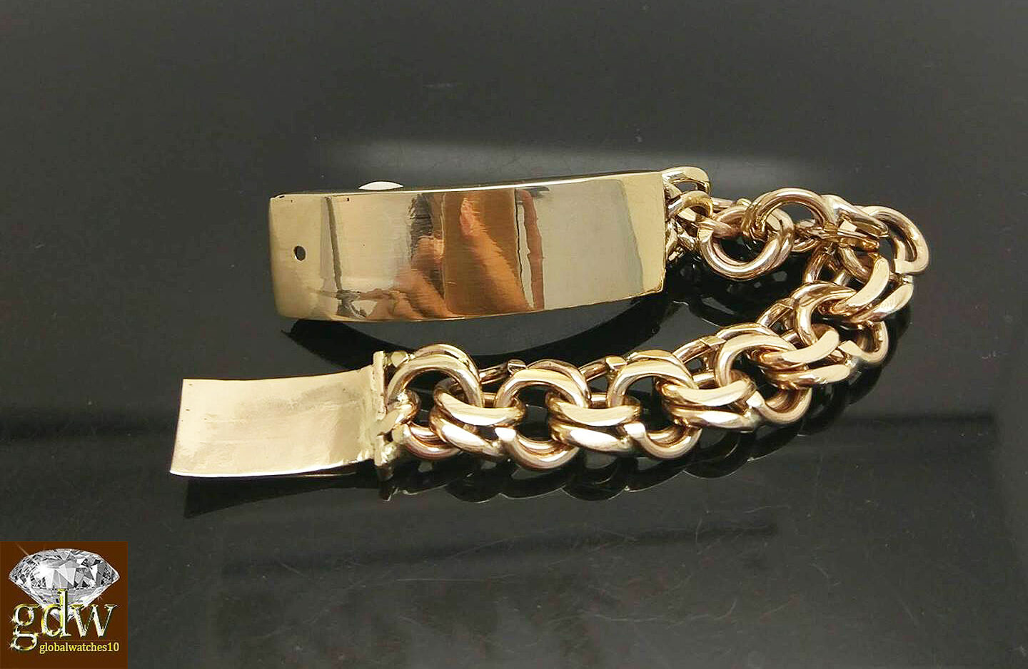 Solid 10k Gold Chino ID Bracelet Size 7.5" Inch Box