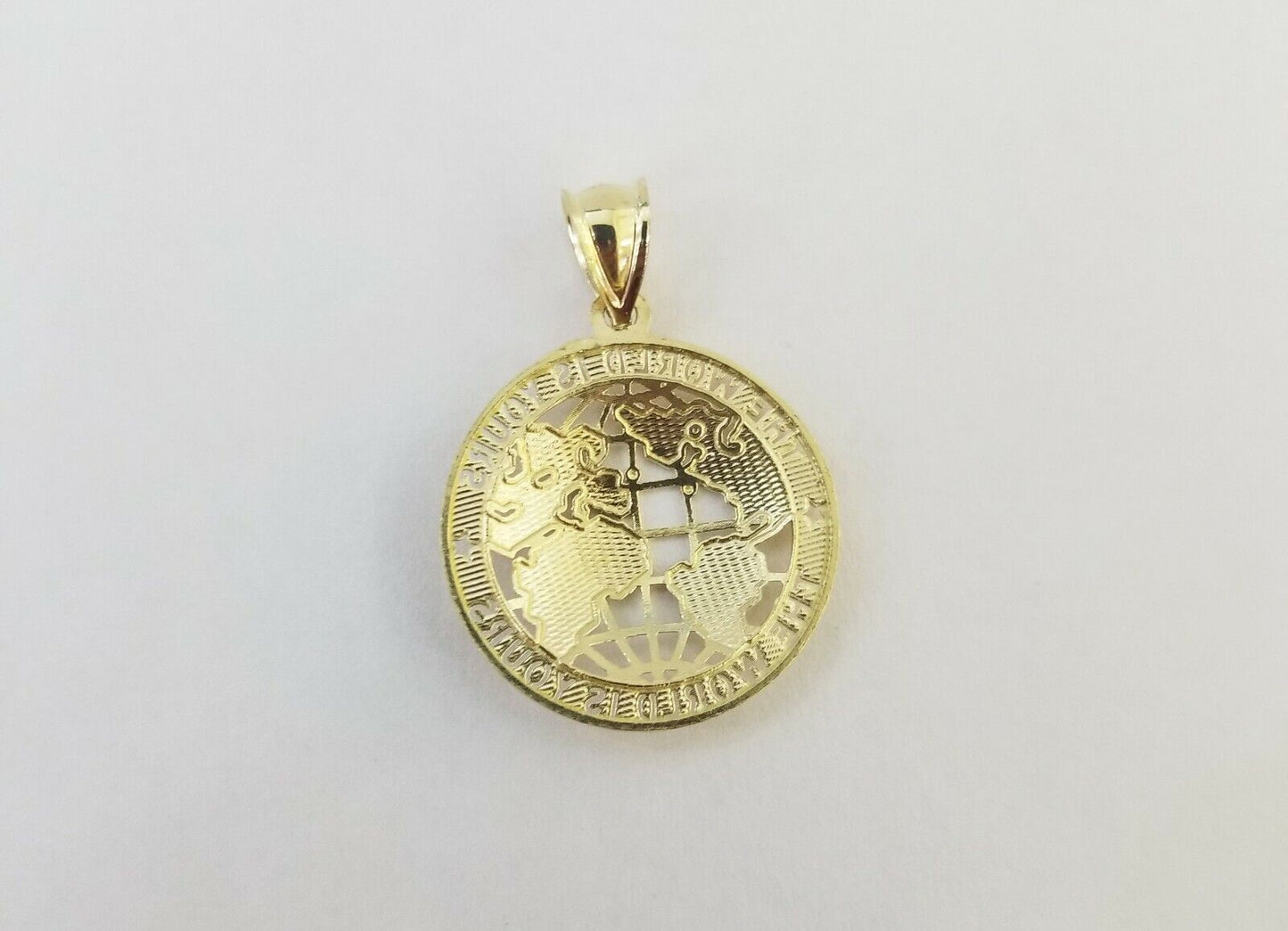 Real Gold 10k The World is Yours  Map Pendant Diamond Cut 10kt