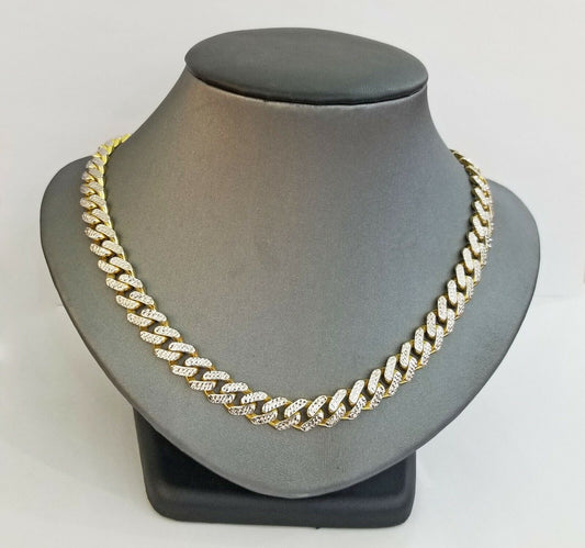 10k Real Gold Monaco Link Chain 22" diamond cut Men women necklace 10kt