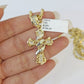 10k Gold Spiral Cross Charm Rope Chain 3mm 18'' Set Yellow Diamond Cut Real