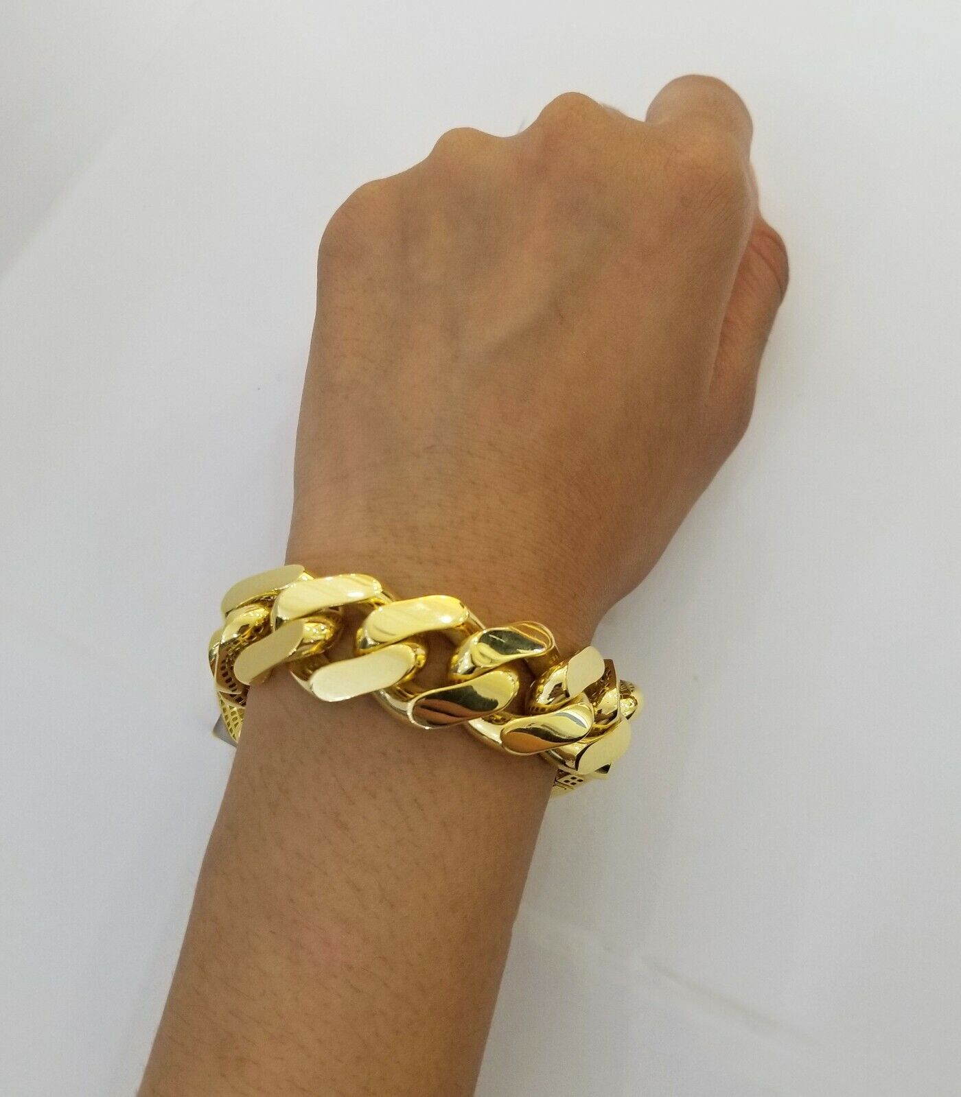 Real 10K Gold Royal Monaco Miami Cuban Link 9" Chain Bracelet w Box Clasp 20mm