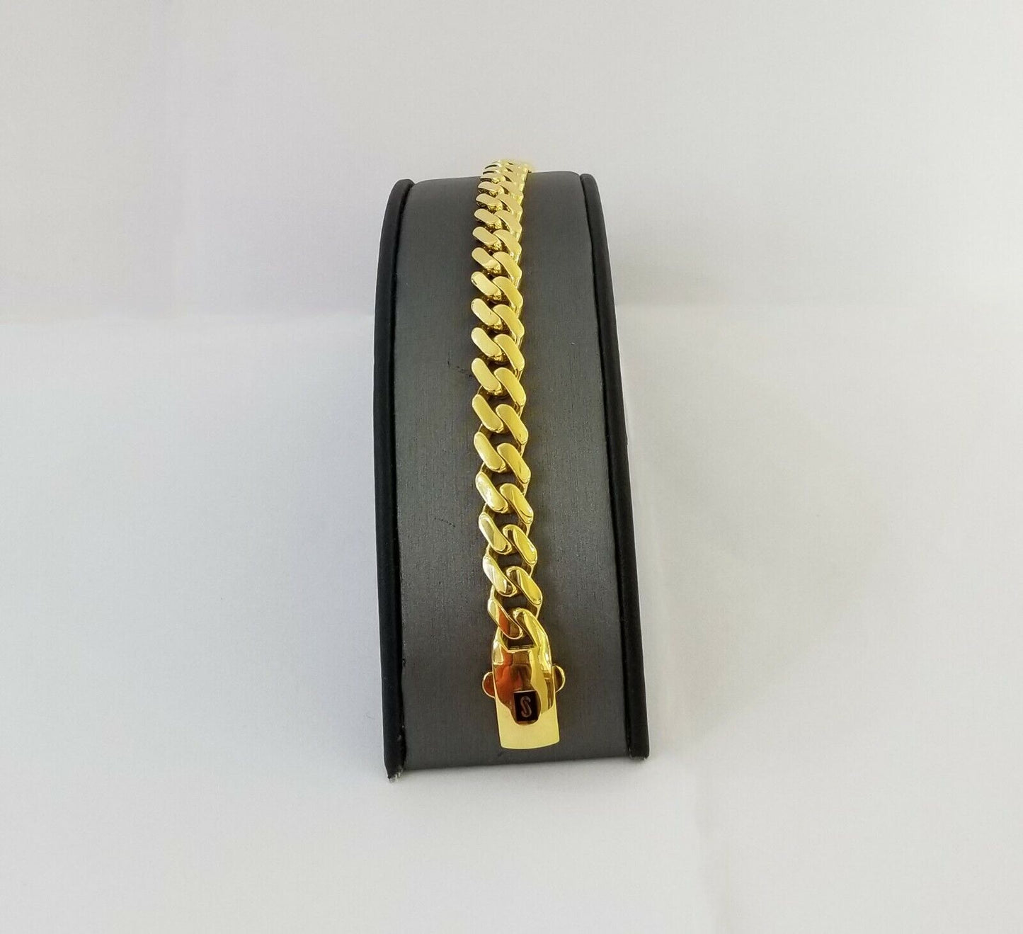 Real 10k Miami Cuban Link Monaco Chain 9mm Box Clasp 8" bracelet