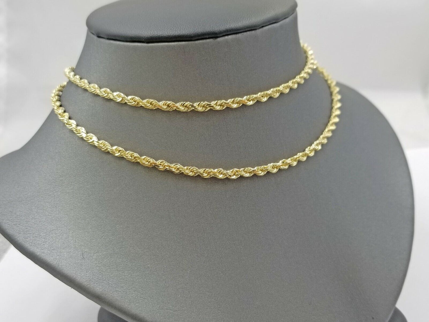 Real 14KT SOLID Yellow Gold 4mm Rope Chain Diamond Cut 24 Inch Real Gold