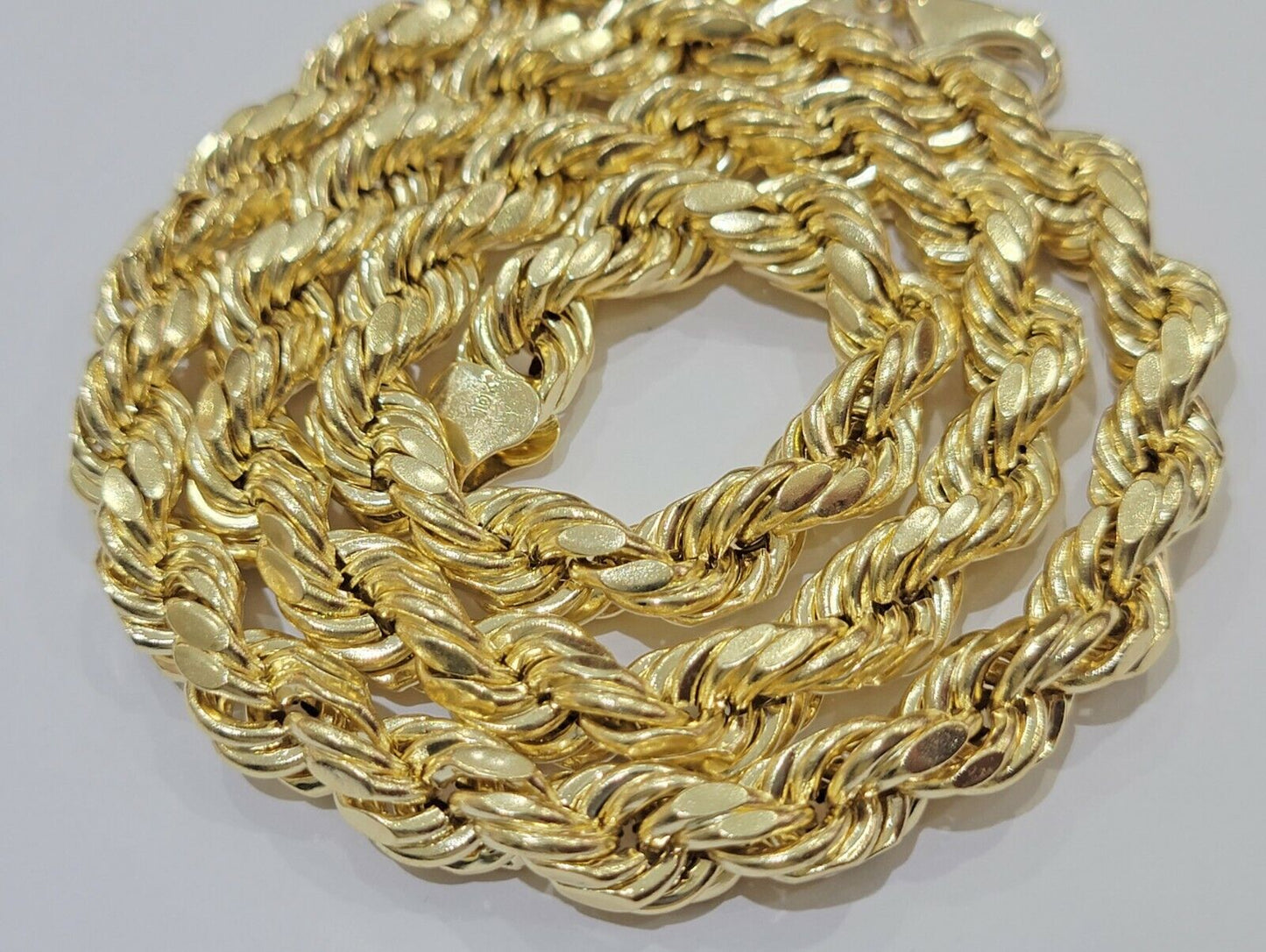 10mm 28" 10K Gold Rope Chain Men Necklace REAL 10kt Yellow Gold Diamond Cut