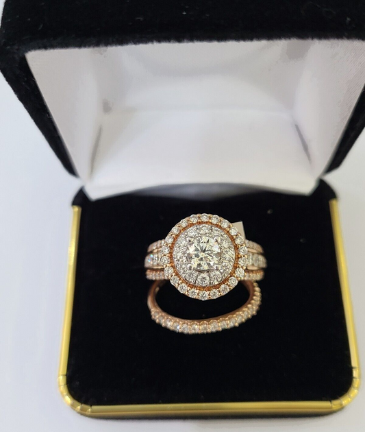 REAL 14k Rose Gold Diamond Ladies Ring Round Shape Women Engagement Wedding