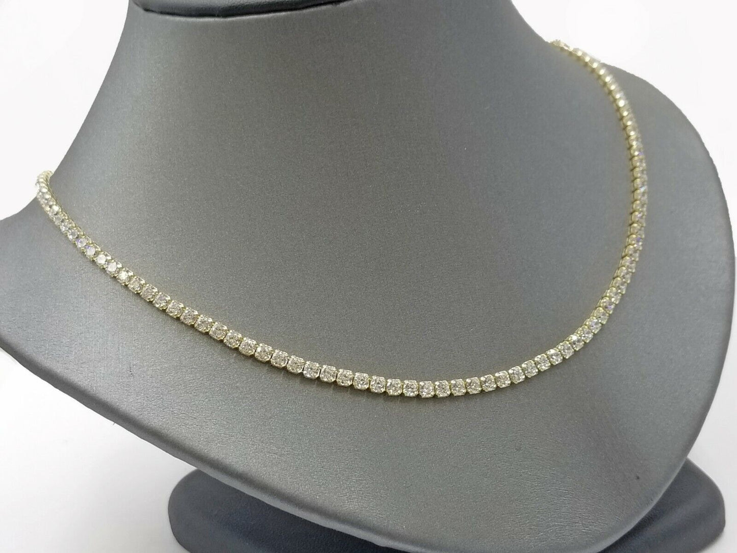 10K Yellow Gold 3mm Tennis Chain Necklace Women Real 10kt Gold 22"