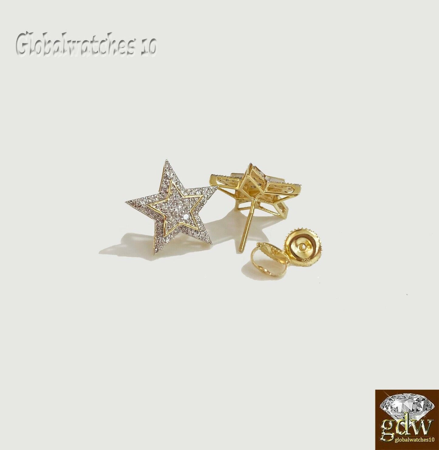 10k Gold Mens Diamond Ring and Earring Set Star Shaped Ring and Earring Real