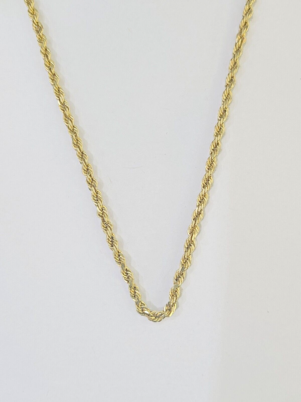 10k Real Solid Yellow Gold Rope Chain Women Men Diamond Cut 3mm 22 Inches