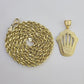 10K Yellow Gold Crown Pendent Charm 6mm Rope Chain 18" - 30" Inch Real