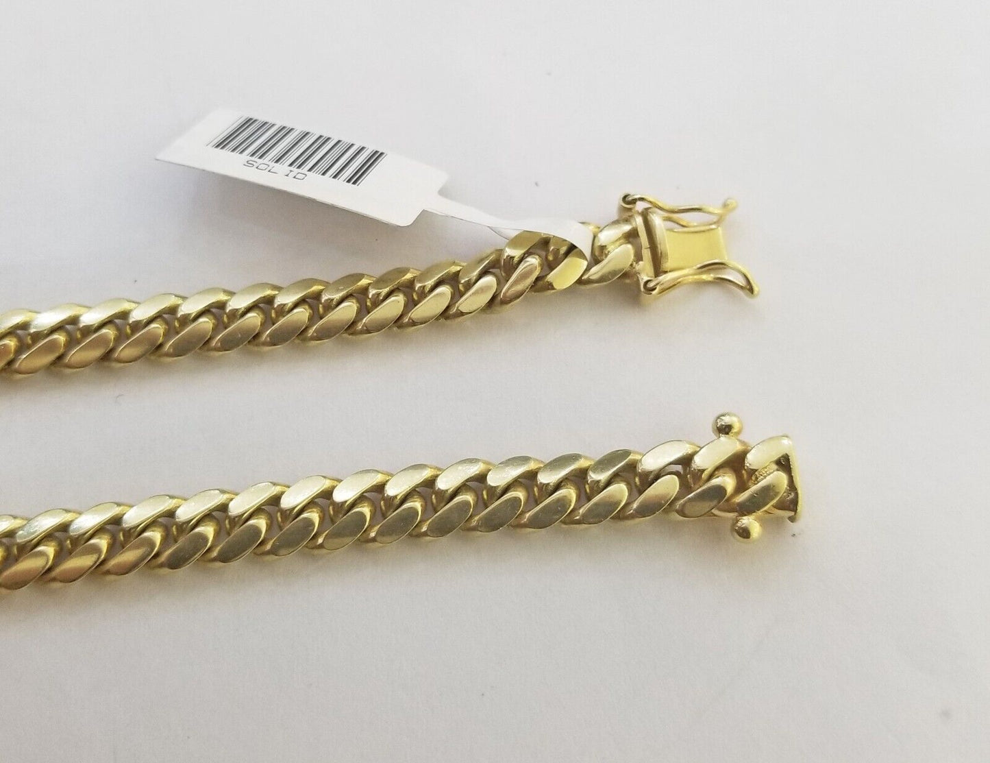 Solid Real 10k Gold Chain Miami Cuban Link 6mm Box Lock 22" Yellow Gold Necklace