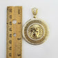 10k Yellow Gold Round Circle Charm Pendant 2 Inches 10kt gold