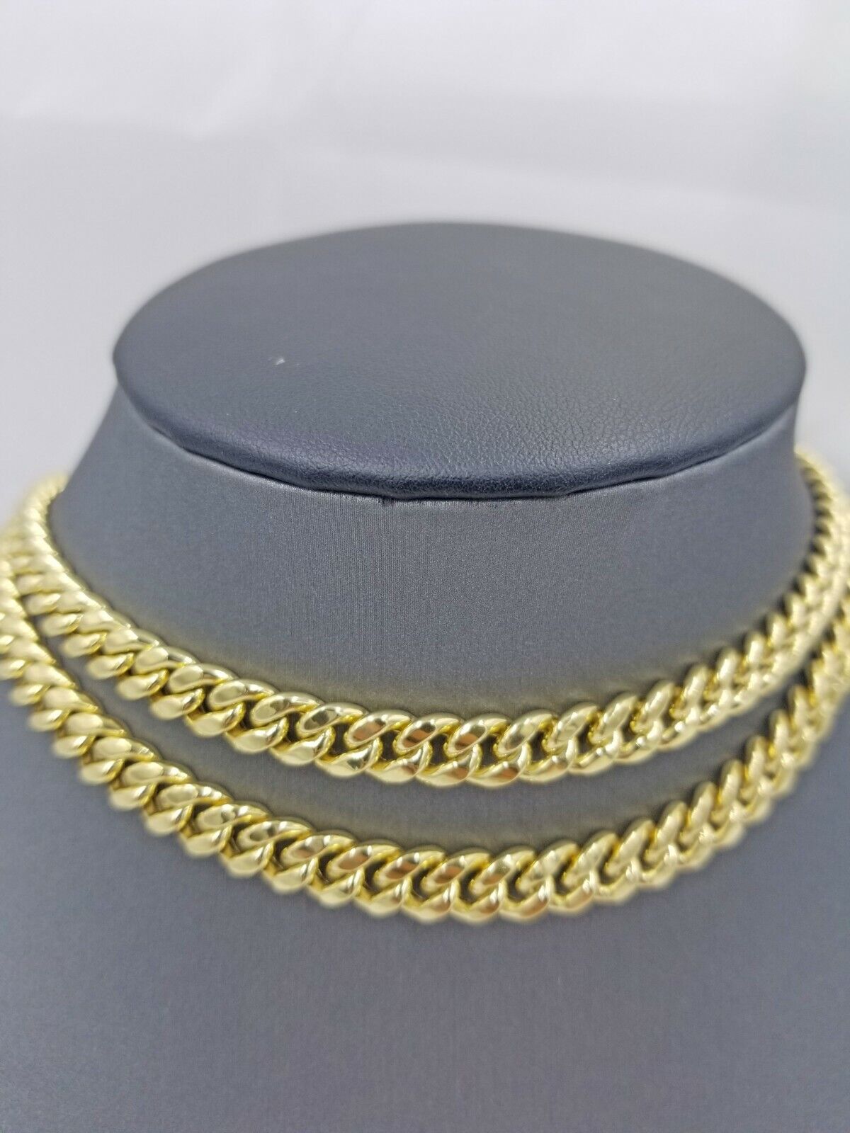 Real10K Yellow Gold Miami Cuban 7mm Chain Necklace Strong Box Lock 22 Inch Mens