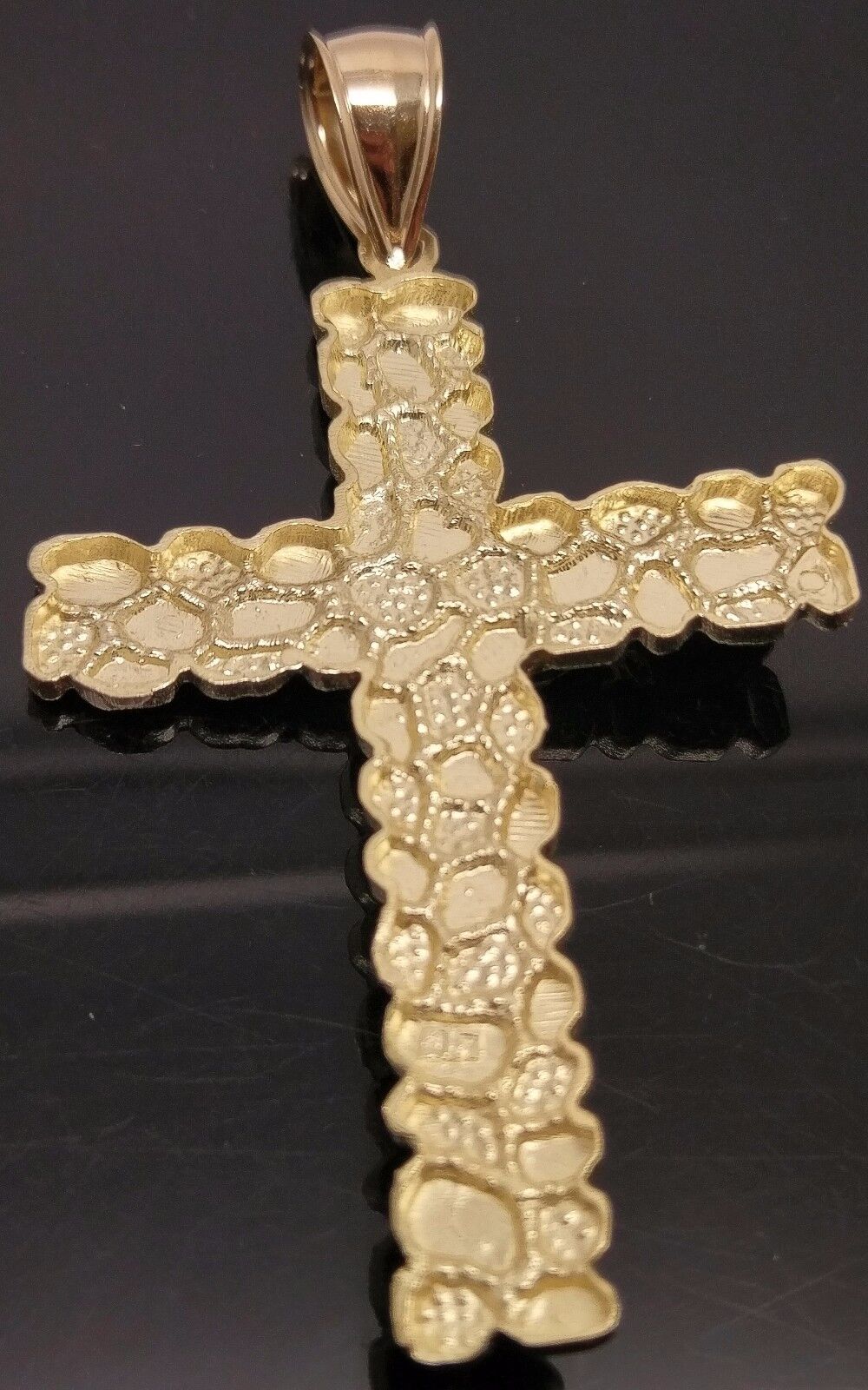 Nugget Style 10K Yellow Gold Men Women Jesus Crucified Cross Pendent