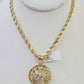 10k Gold Rope Chain & Jesus Head Charm SET 5mm 22 Inches Necklace