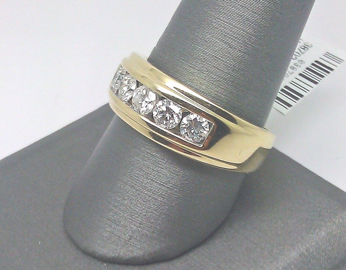 Men 14k Yellow Gold Wedding Band Ring Genuine 1 CT Diamond SIZE 9