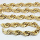 Real 10k Yellow Gold 15mm Rope 24 Inch chain necklace &10 Inch Bracelet Men's