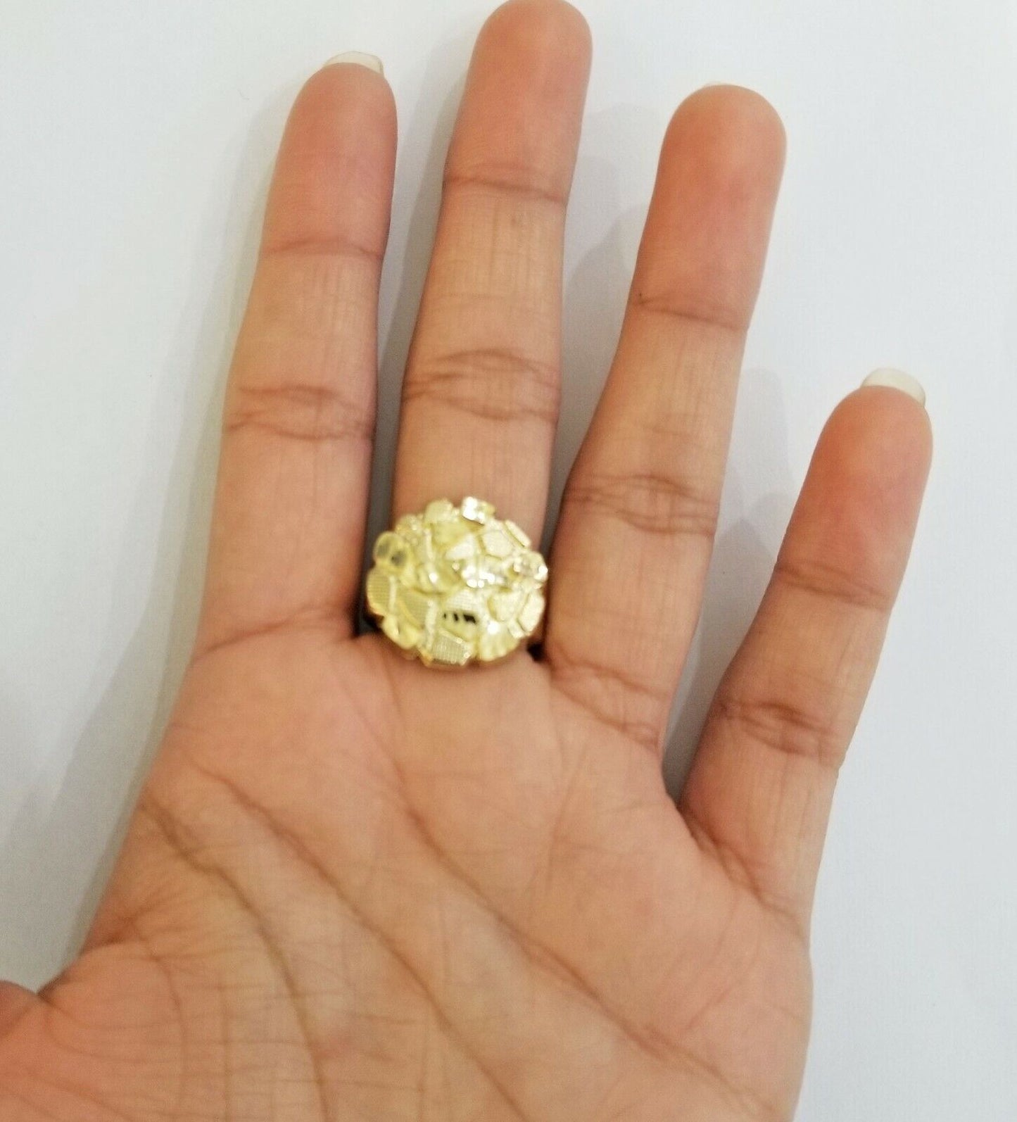 10k yellow Gold Nugget Men Ring Sizable